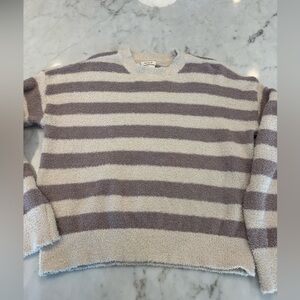 Thread & Supply Cozy Textured Sweater - Cream and Brown, size Small, like new